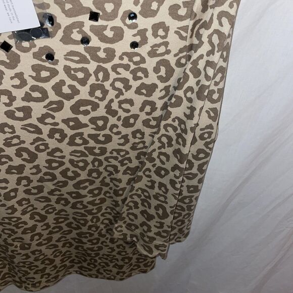 Quacker Factory Women’s Dressy Blouse Size Large Beige Leopard Print Party NWT - Picture 7 of 12